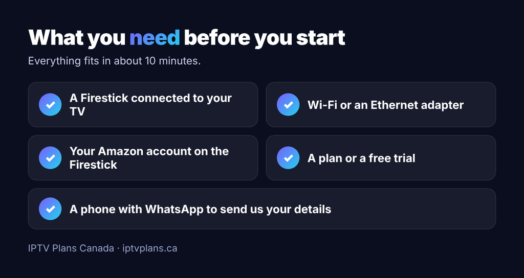 Checklist of what you need to set up IPTV on a Firestick